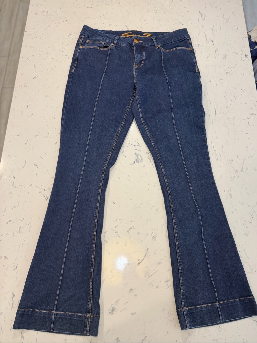 Seven7 Blue Jeans Women Size 12  Micro Flare Y2K